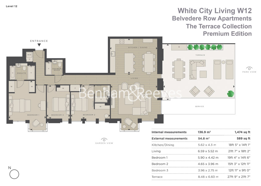3  bedrooms flat to rent in White City Living, Belvedere Row Apartments, Fountain Park Way, White City W12-Floorplan