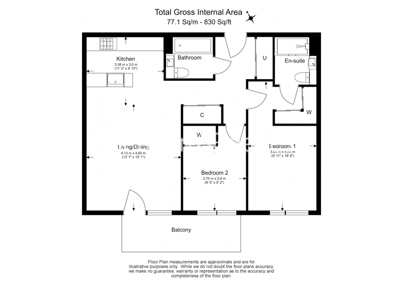 2  bedrooms flat to rent in Parkside Apartments, Cascade Way, W12-Floorplan
