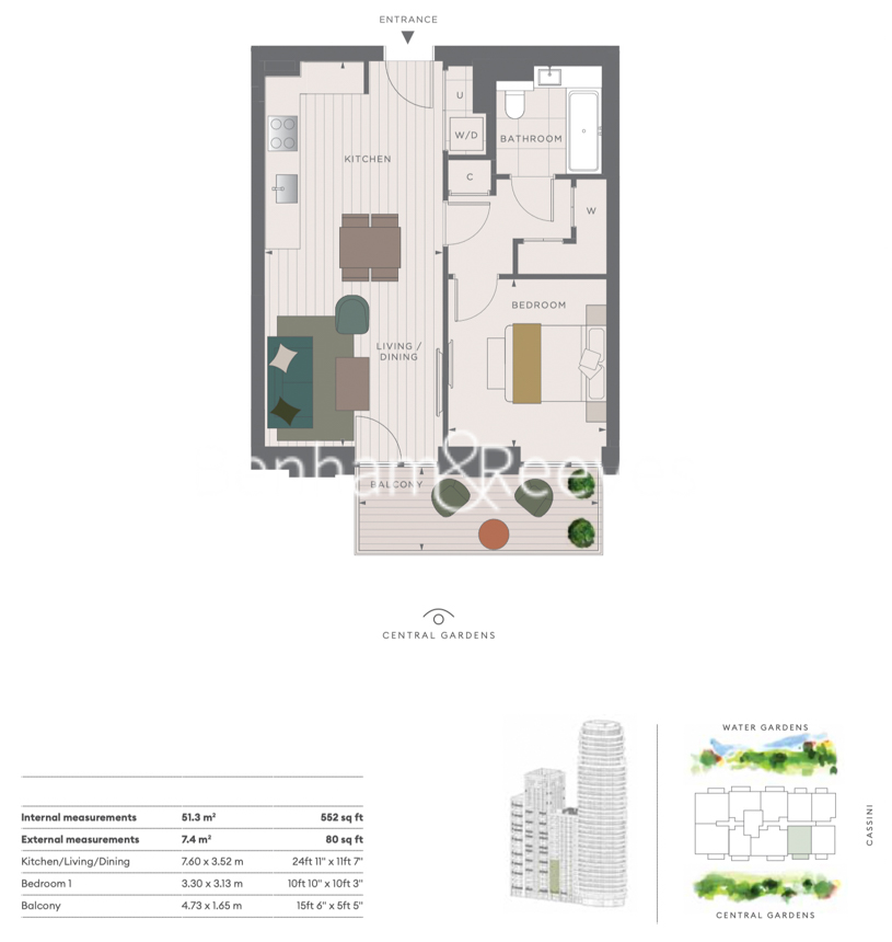 1 bedroom flat to rent in Cascade Way, White City W12-Floorplan