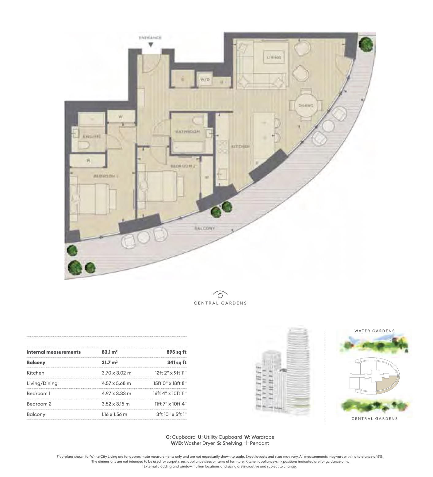 2  bedrooms flat to rent in White City Living, Lincoln Apartments, Fountain Park Way, White City W12-Floorplan