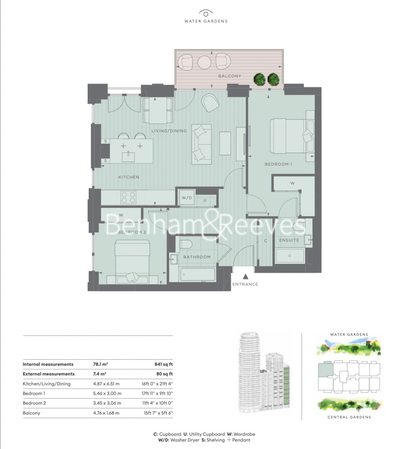 2  bedrooms flat to rent in White City Living, Parkside Apartments, Cascade Way, White City W12-Floorplan