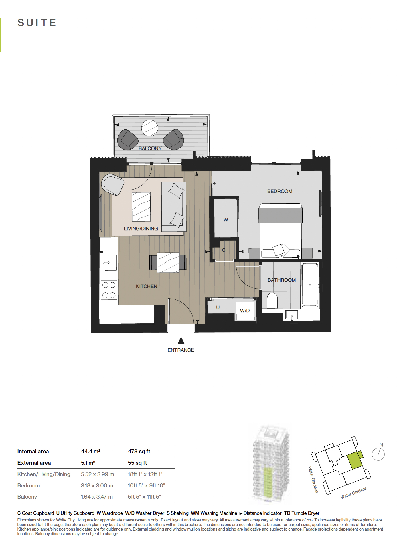 1  bedroom flat to rent in White City Living, Cascade Apartments, Cascade Way, White City W12-Floorplan