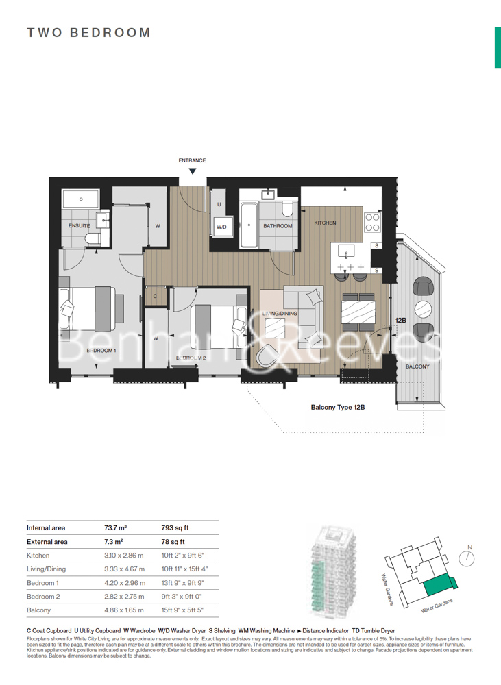 2  bedrooms flat to rent in White City Living, Cascade Apartments, Cascade Way, White City W12-Floorplan