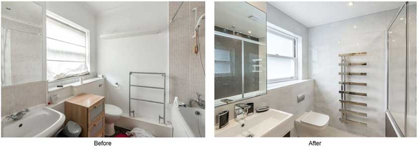 Bathroom before and after