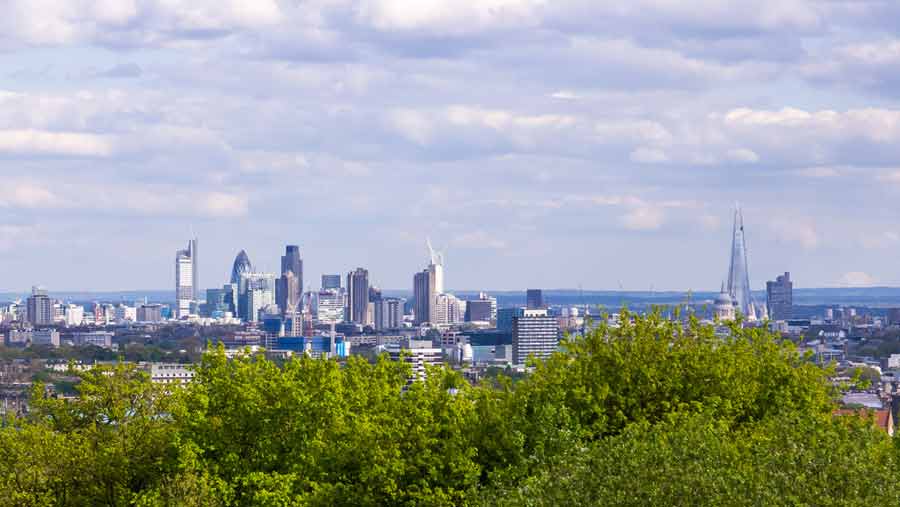 London skyline from Parliament Hill