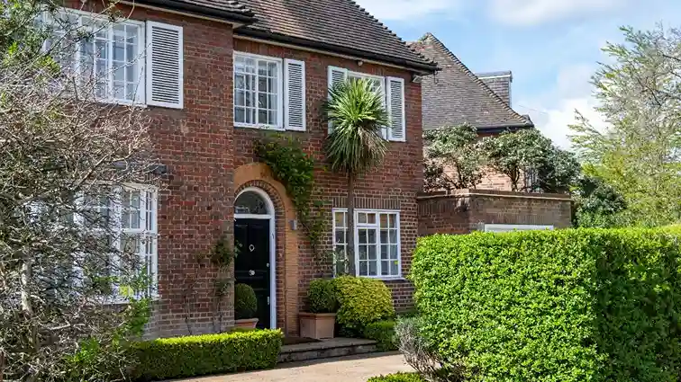 Red brick houses and garden
