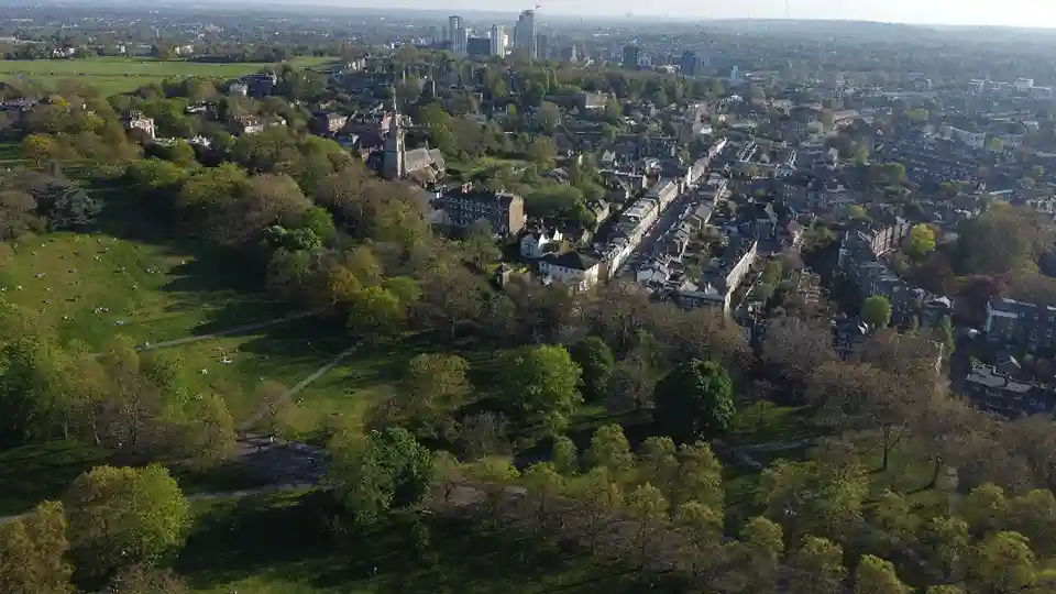 Aerial View of London’s Parks and Residential Areas