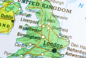 UK Map showing London focus
